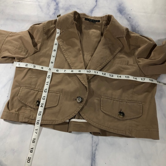 Theory Camel Brown Lelaini Cropped Blazer Jacket - Picture 6 of 8